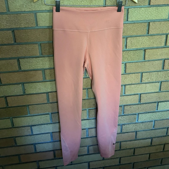 Nike Dri-Fit Blush Pink Athletic Gym Leggings Mesh Bottoms Size Small - Picture 1 of 6